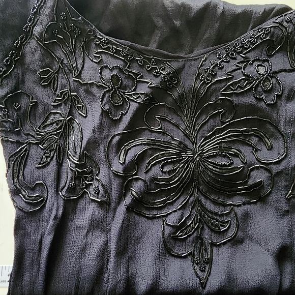 ​🖤 Vintage Nostalgia Black Beaded Maxi Dress Gown (90s / 80s Whimsigoth Formal) - Picture 5 of 9